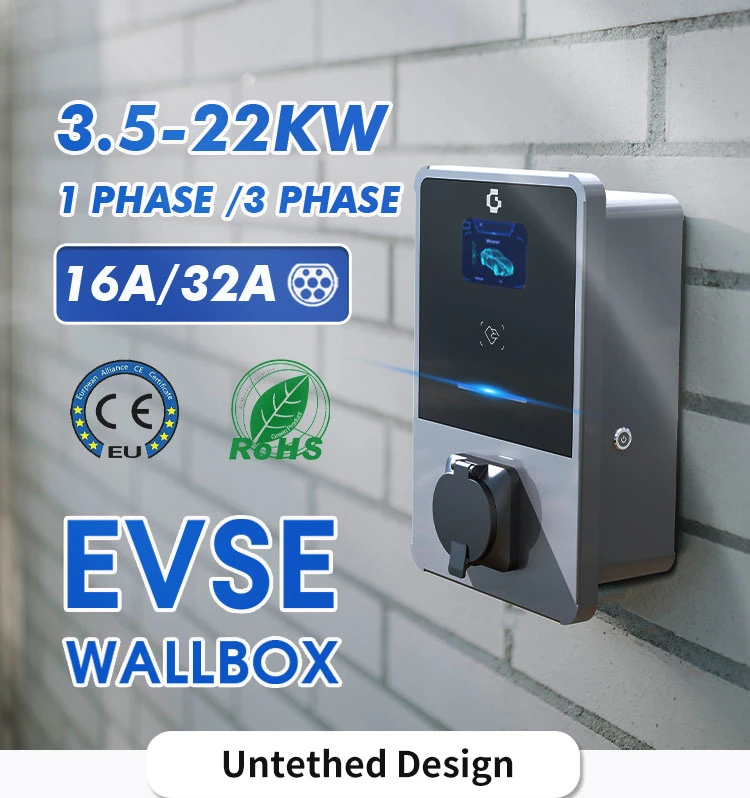 7kw Wallbox Charger Untethered for UK and France Electric Vehicle Charging Station